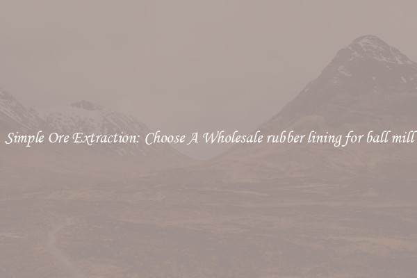 Simple Ore Extraction: Choose A Wholesale rubber lining for ball mill