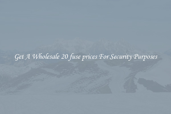 Get A Wholesale 20 fuse prices For Security Purposes