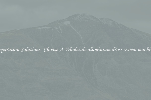 Separation Solutions: Choose A Wholesale aluminium dross screen machine