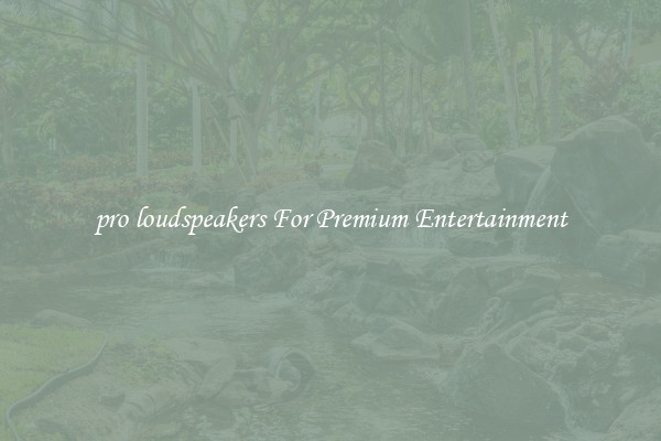 pro loudspeakers For Premium Entertainment