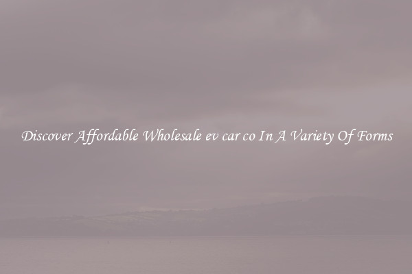 Discover Affordable Wholesale ev car co In A Variety Of Forms