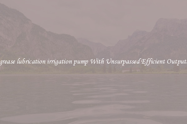 grease lubrication irrigation pump With Unsurpassed Efficient Outputs